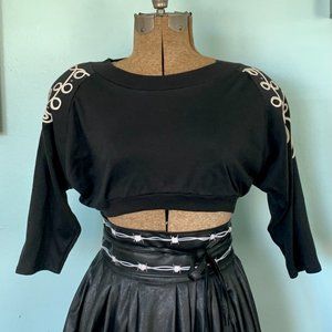 80s Contempo Casuals Black Crop Top